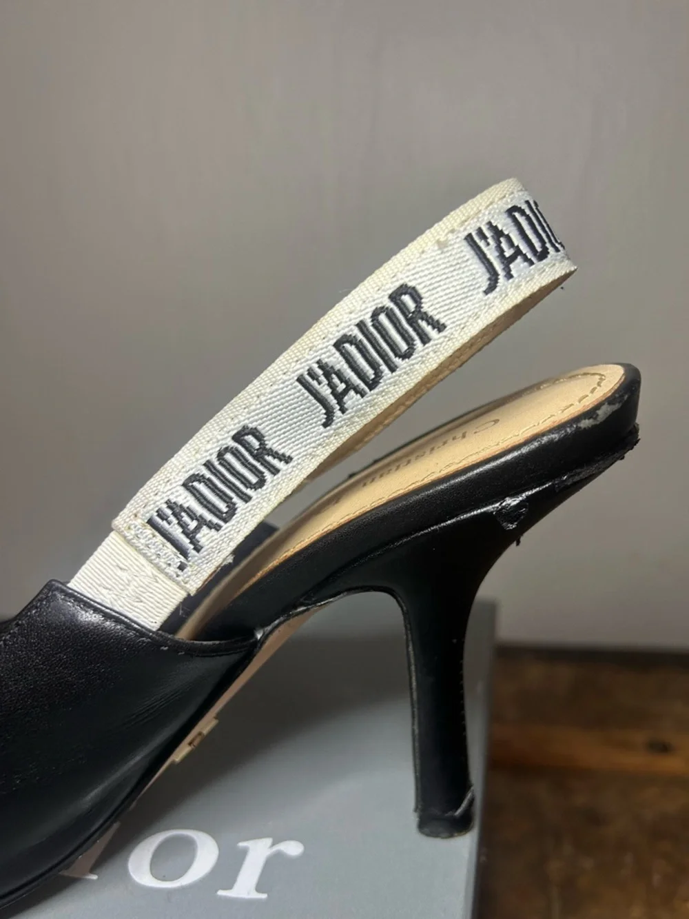 AUTHENTIC Christian Dior J’Adior Slingback Pump | EU 39D / US 8 | Black Leather - Picture 7 of 14
